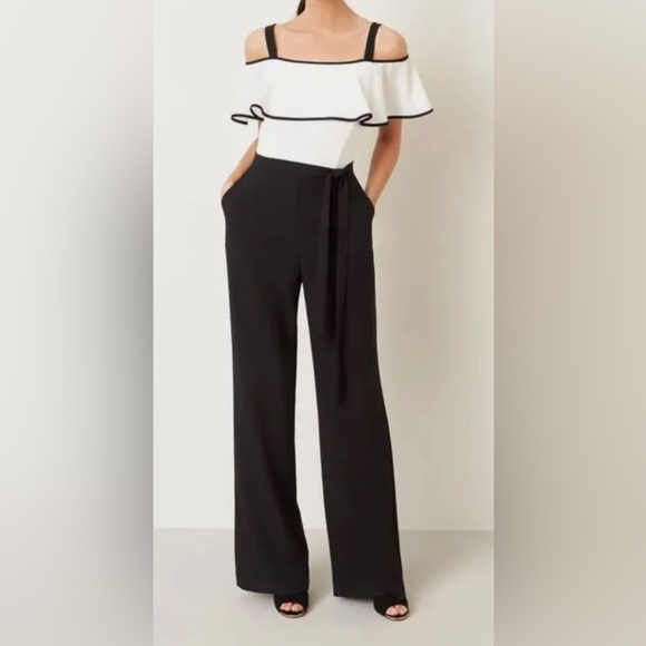 Eliza J Pants - Eliza J Ruffle Two-Tone Crepe Jumpsuit Sz 12